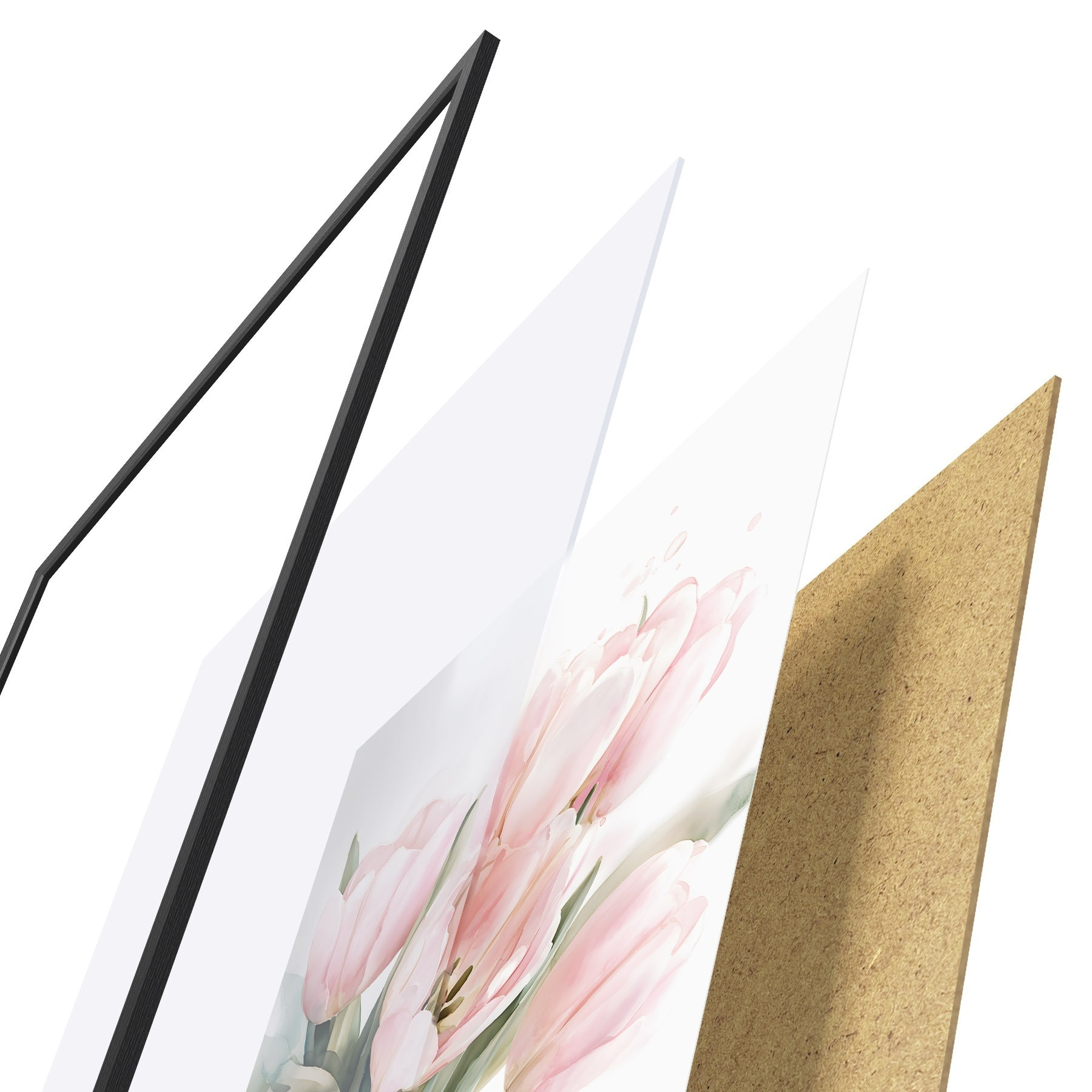 Poster Zarte rosa Tulpen im Aquarellstil f49225