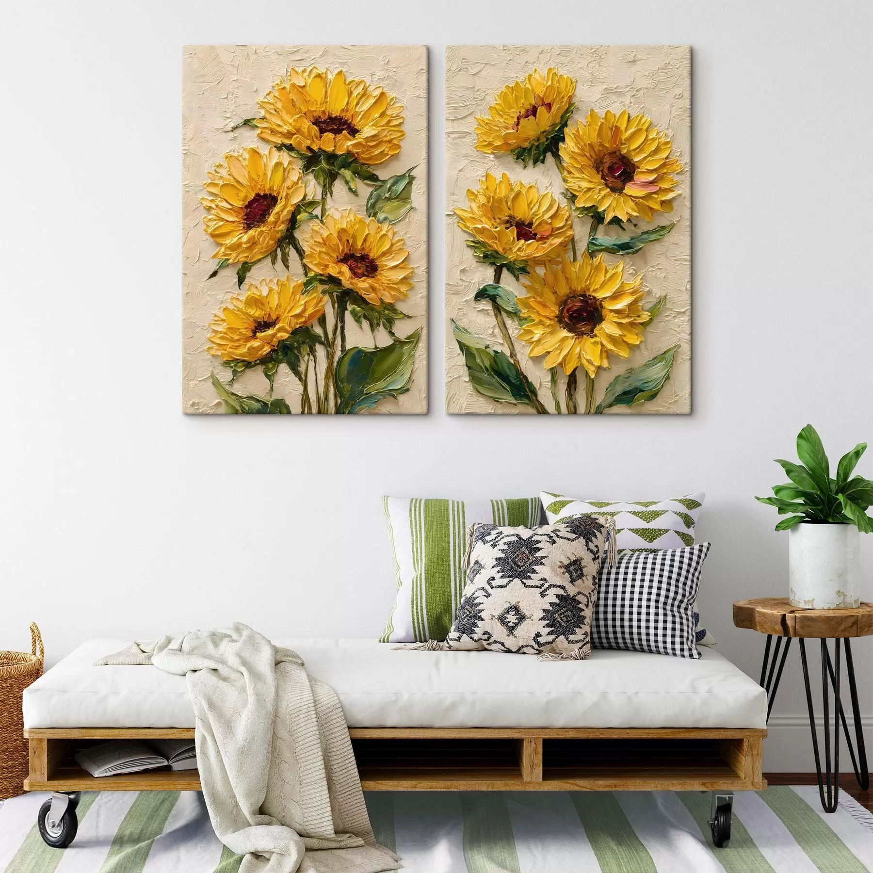 Wandbilder Üppige Sonnenblumen im Impasto-Stil m30534