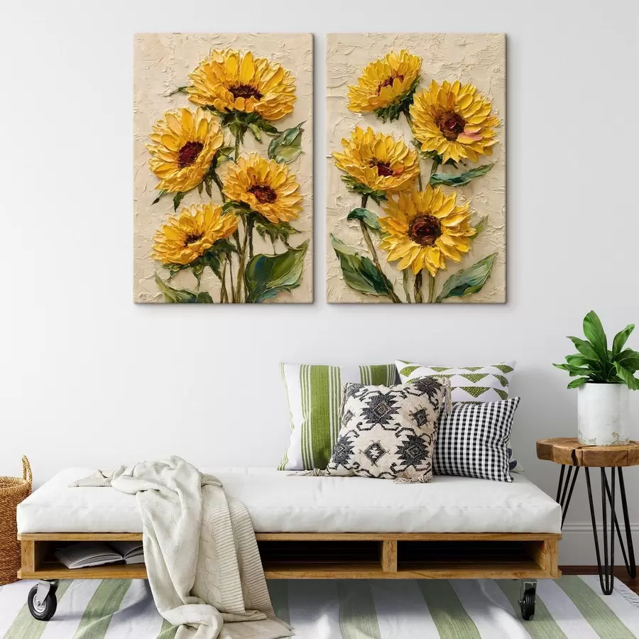 Wandbilder Üppige Sonnenblumen im Impasto-Stil m30534