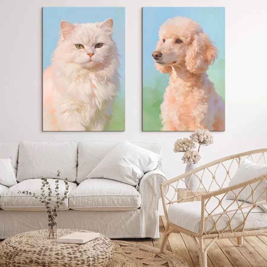 Wandbilder Porträts einer Katze und eines Hundes m30468