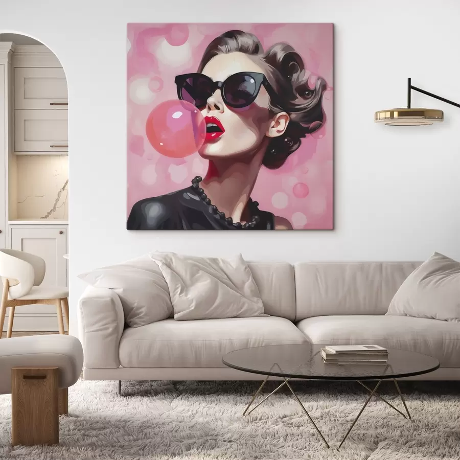 Wandbilder Illustration einer jungen Frau mit Sonnenbrille s49385