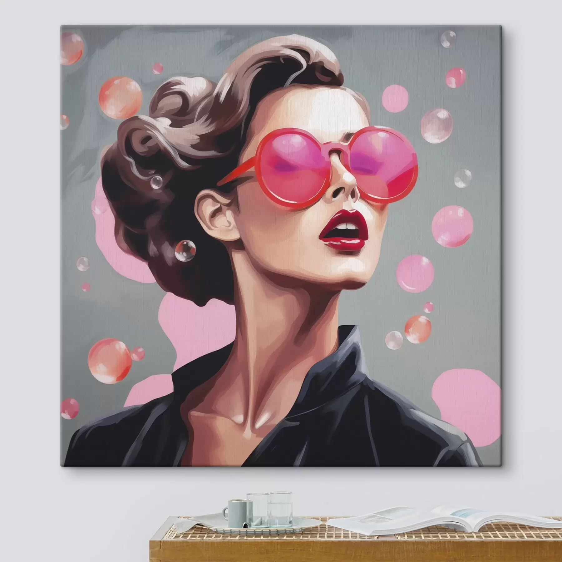 Wandbilder Illustration einer jungen Frau mit Sonnenbrille s49386