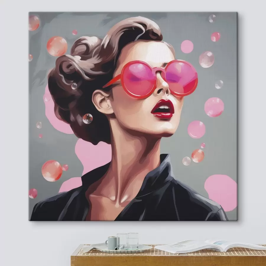Wandbilder Illustration einer jungen Frau mit Sonnenbrille s49386