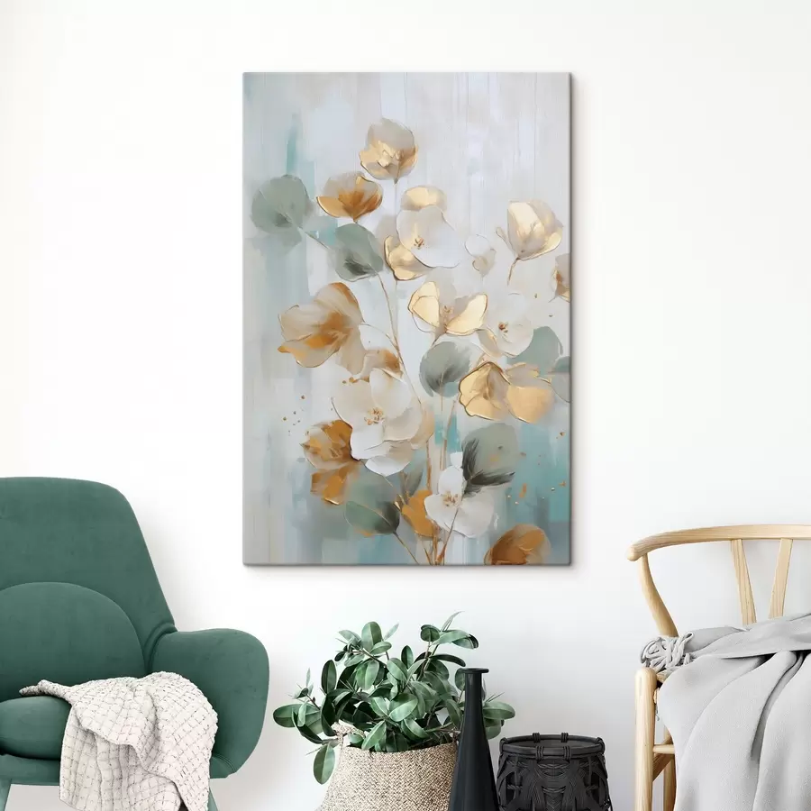 Wandbilder Abstrakte Zweige mit gemalter Blattimitation s49399