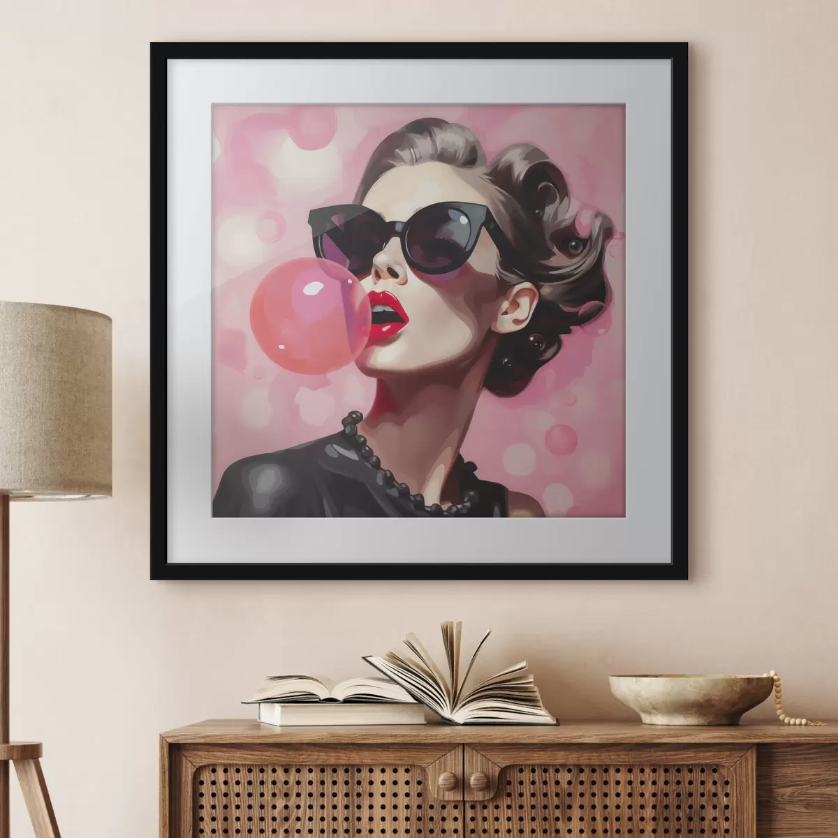 Poster Illustration einer jungen Frau mit Sonnenbrille f49385