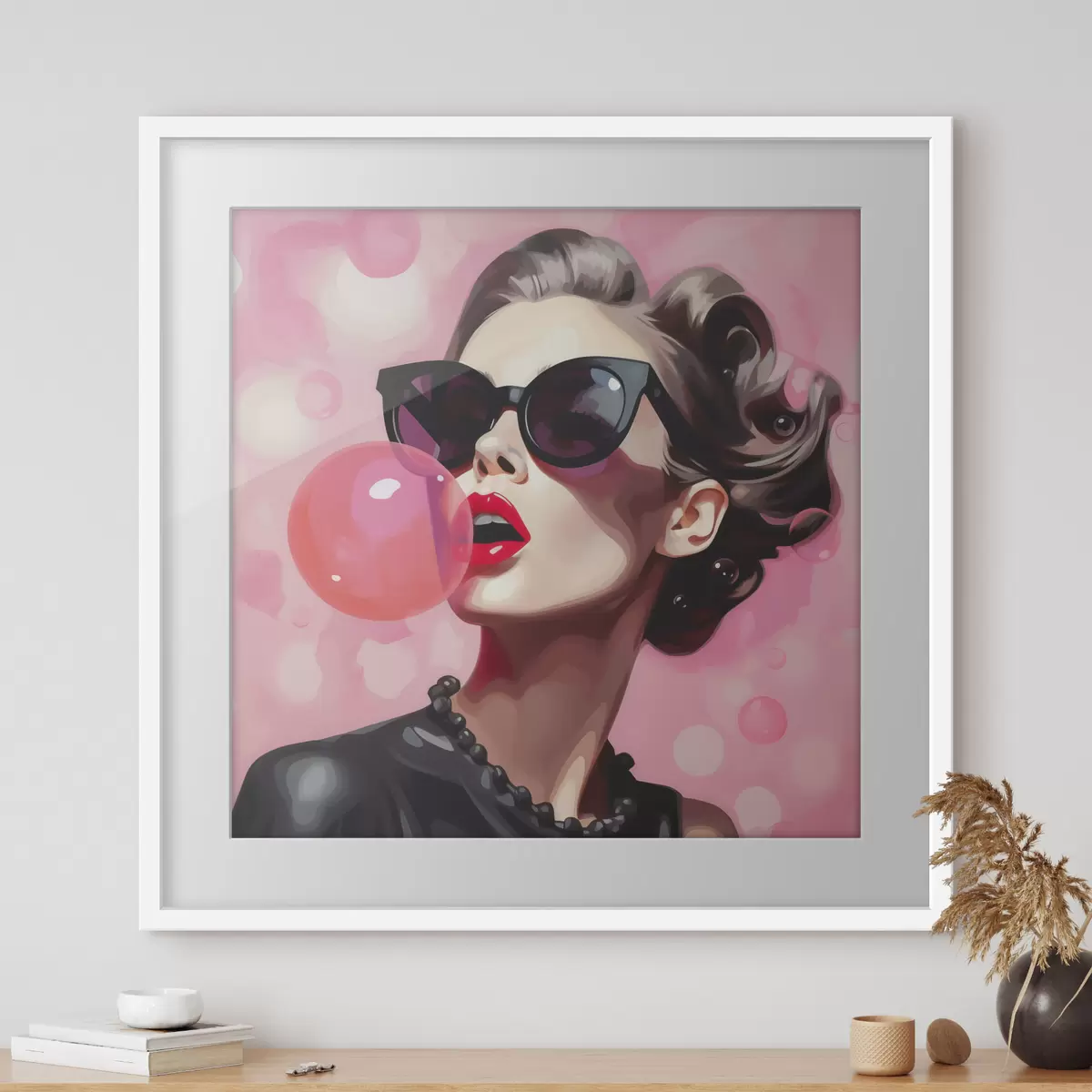 Poster Illustration einer jungen Frau mit Sonnenbrille f49385