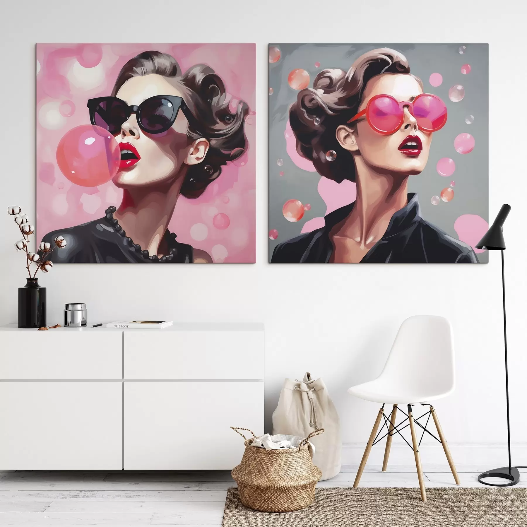 Wandbilder Illustration einer jungen Frau mit Sonnenbrille m30551
