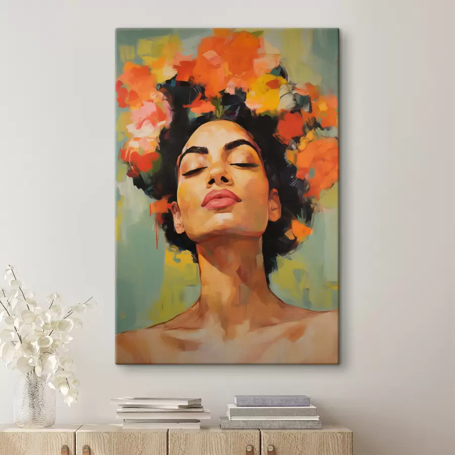Wandbilder Frau mit Blumen s49443