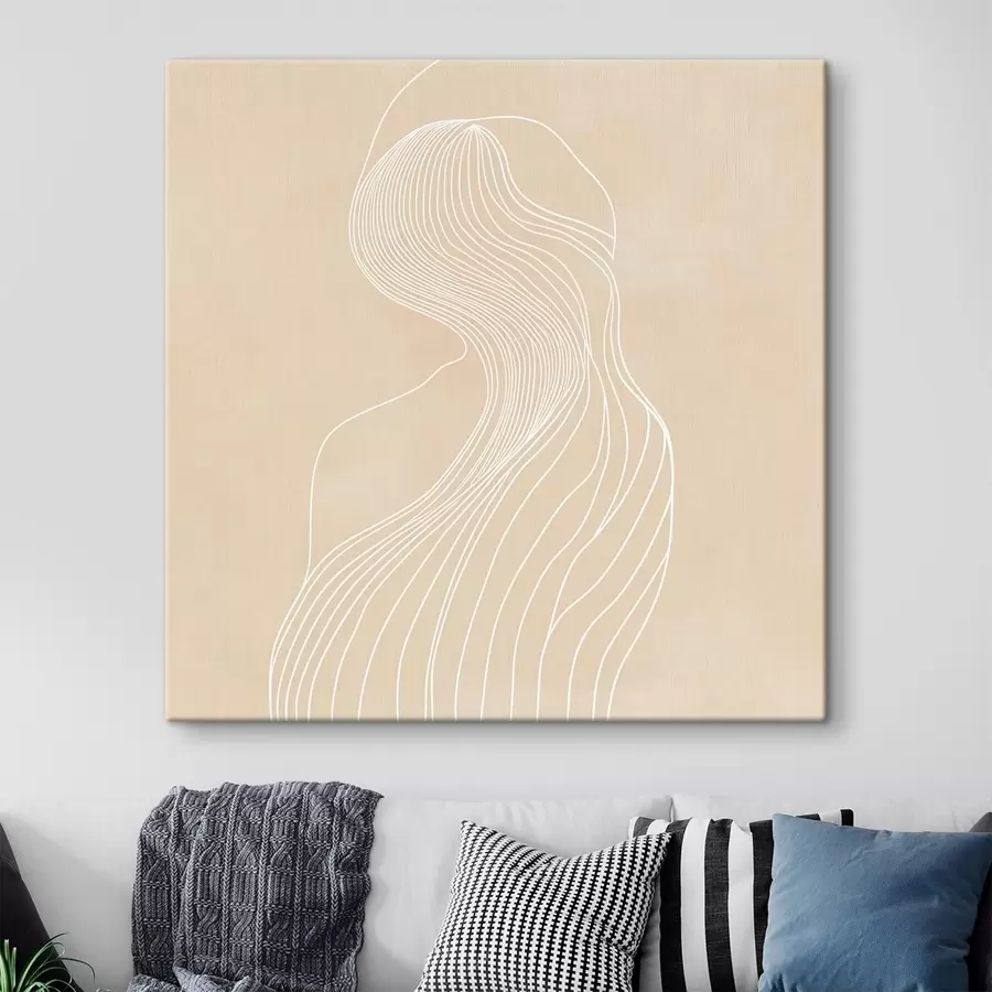 Wandbilder Abstrakte weibliche Silhouette in weißen Linien im minimalistischen Stil s48875