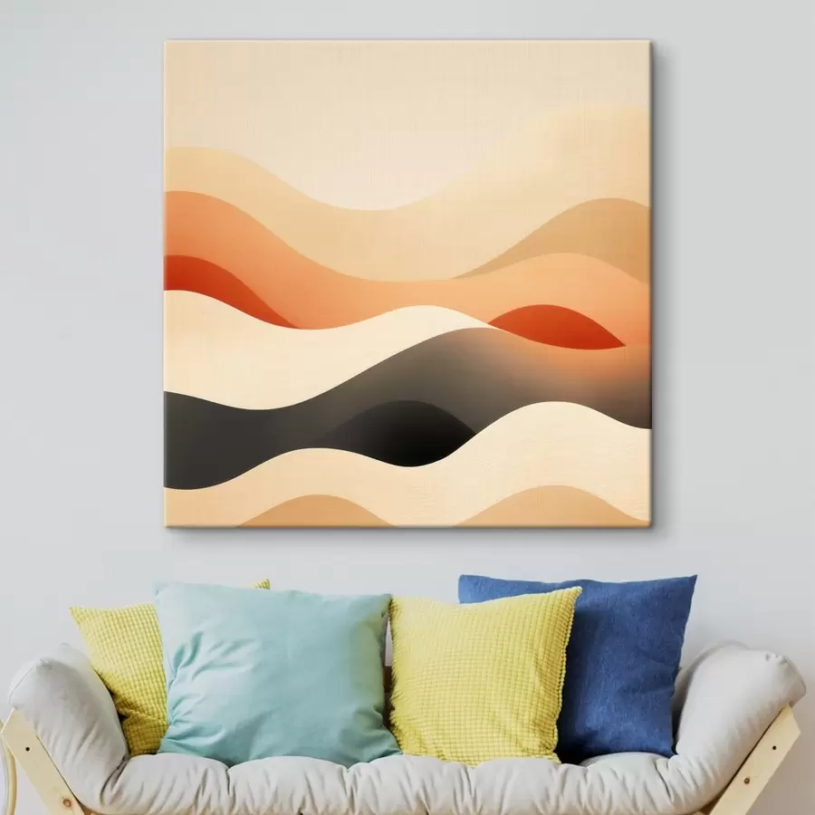 Wandbilder Moderne, stilisierte Landschaft mit wellenförmigen Konturen und einem sanften Farbverlauf s48880