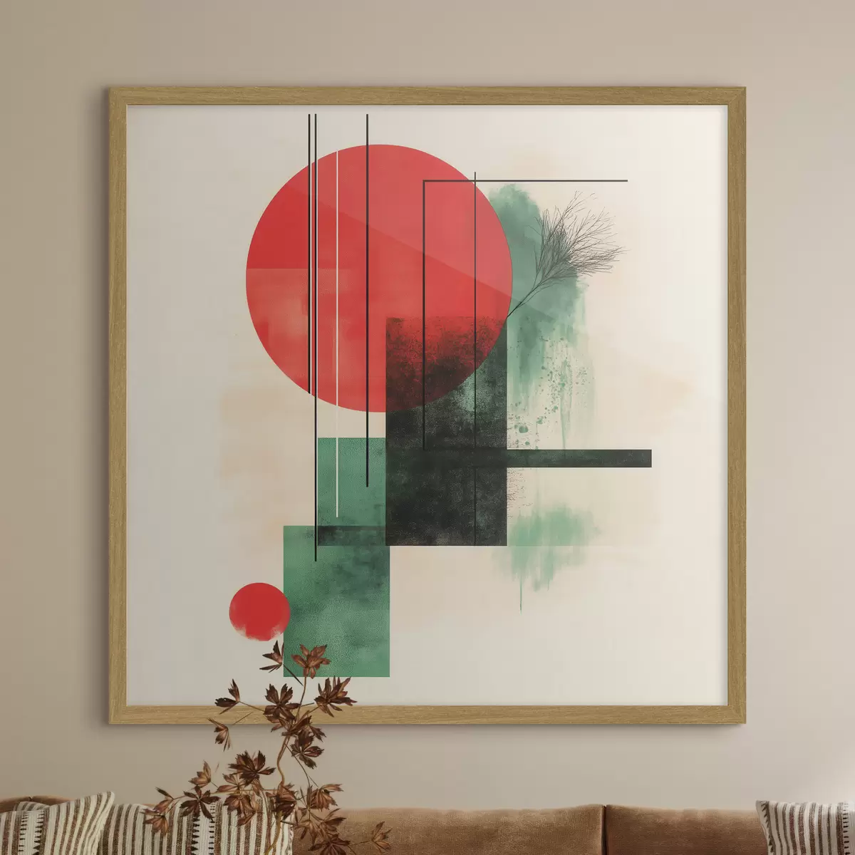Poster Zeitgenössische künstlerische Komposition mit grafischen Linien und strukturierten Elementen f48887