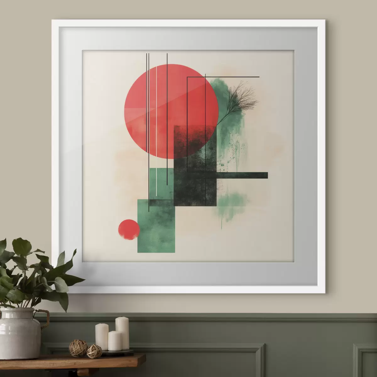 Poster Zeitgenössische künstlerische Komposition mit grafischen Linien und strukturierten Elementen f48887