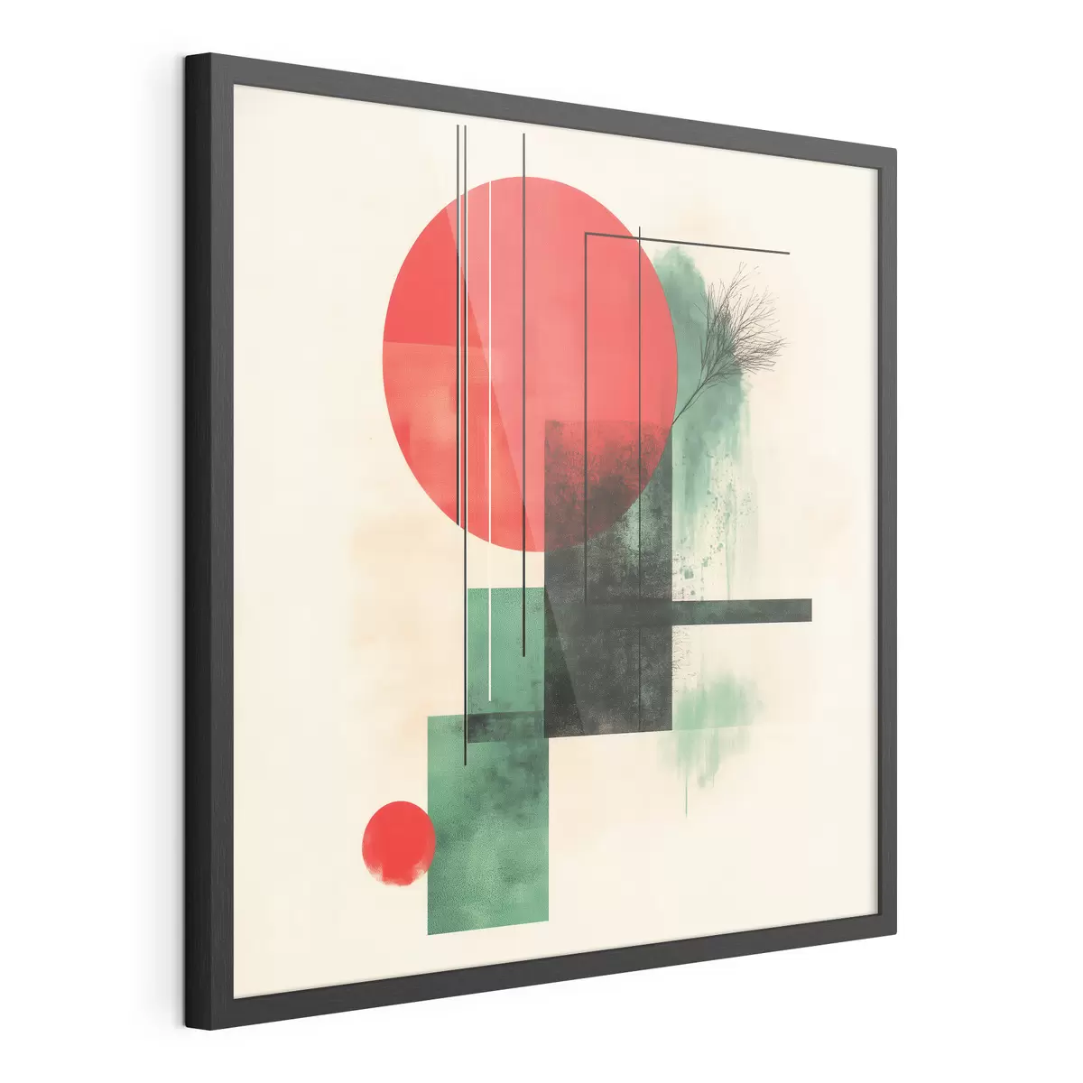 Poster Zeitgenössische künstlerische Komposition mit grafischen Linien und strukturierten Elementen f48887
