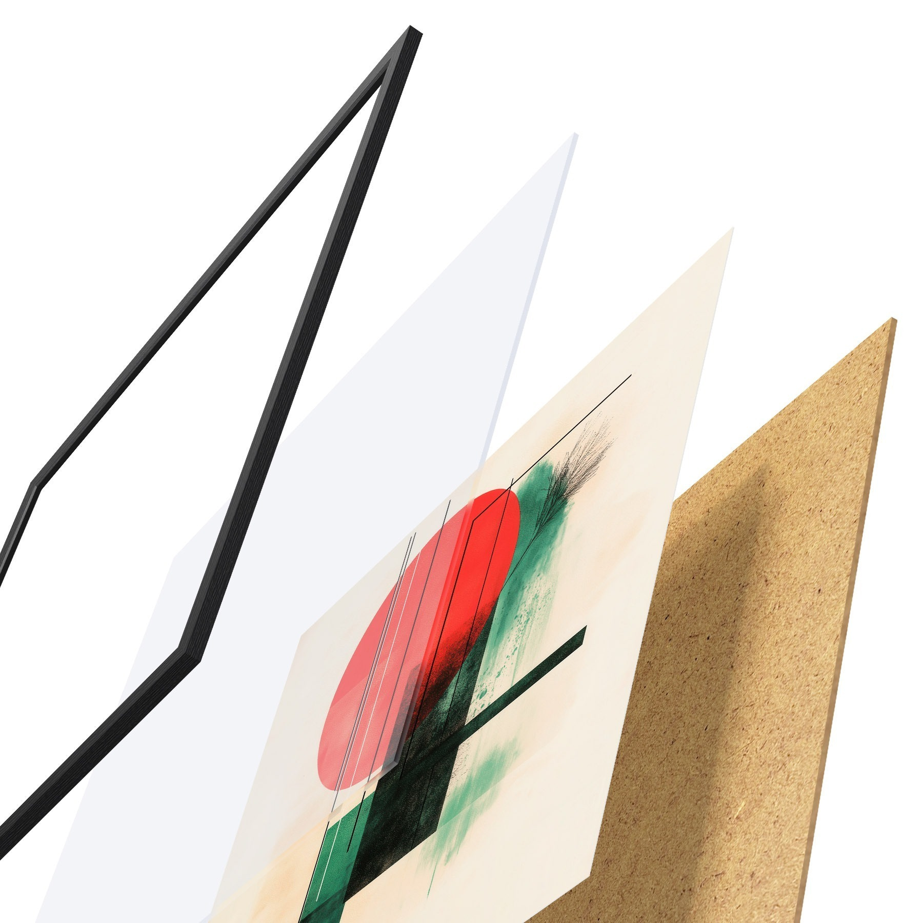 Poster Zeitgenössische künstlerische Komposition mit grafischen Linien und strukturierten Elementen f48887