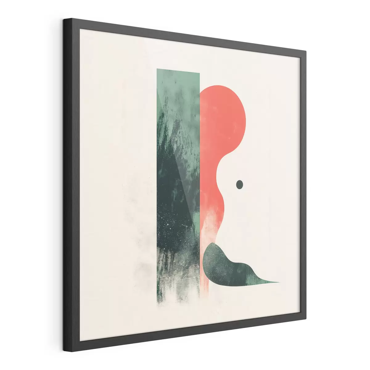 Poster Moderne geometrische Komposition mit roten und grünen abstrakten Formen f48888