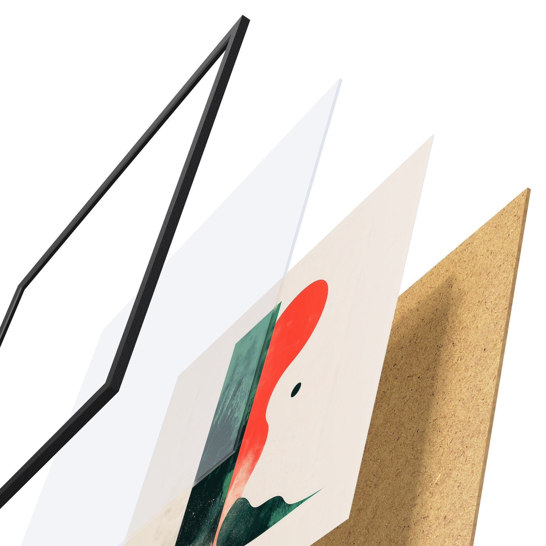 Poster Moderne geometrische Komposition mit roten und grünen abstrakten Formen f48888