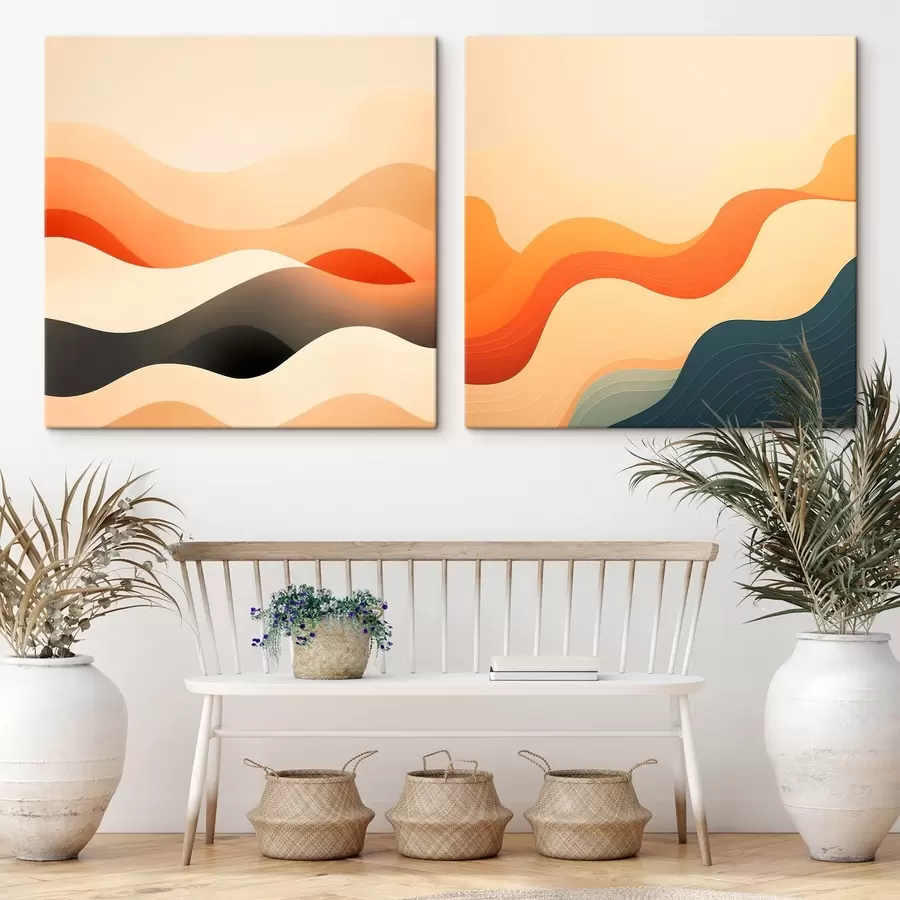 Wandbilder Eine Komposition aus geschwungenen Linien und warmen Terrakotta-Akzenten im minimalistischen Stil m30366