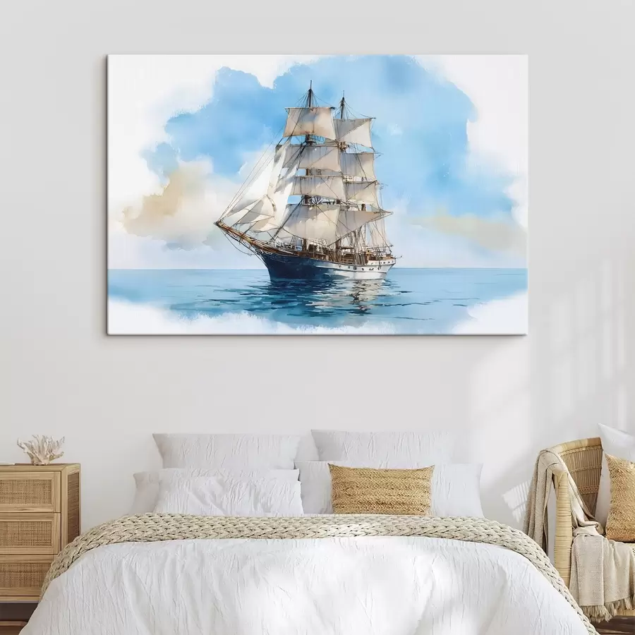 Wandbilder Ein Schiff auf See im Aquarellstil s49421