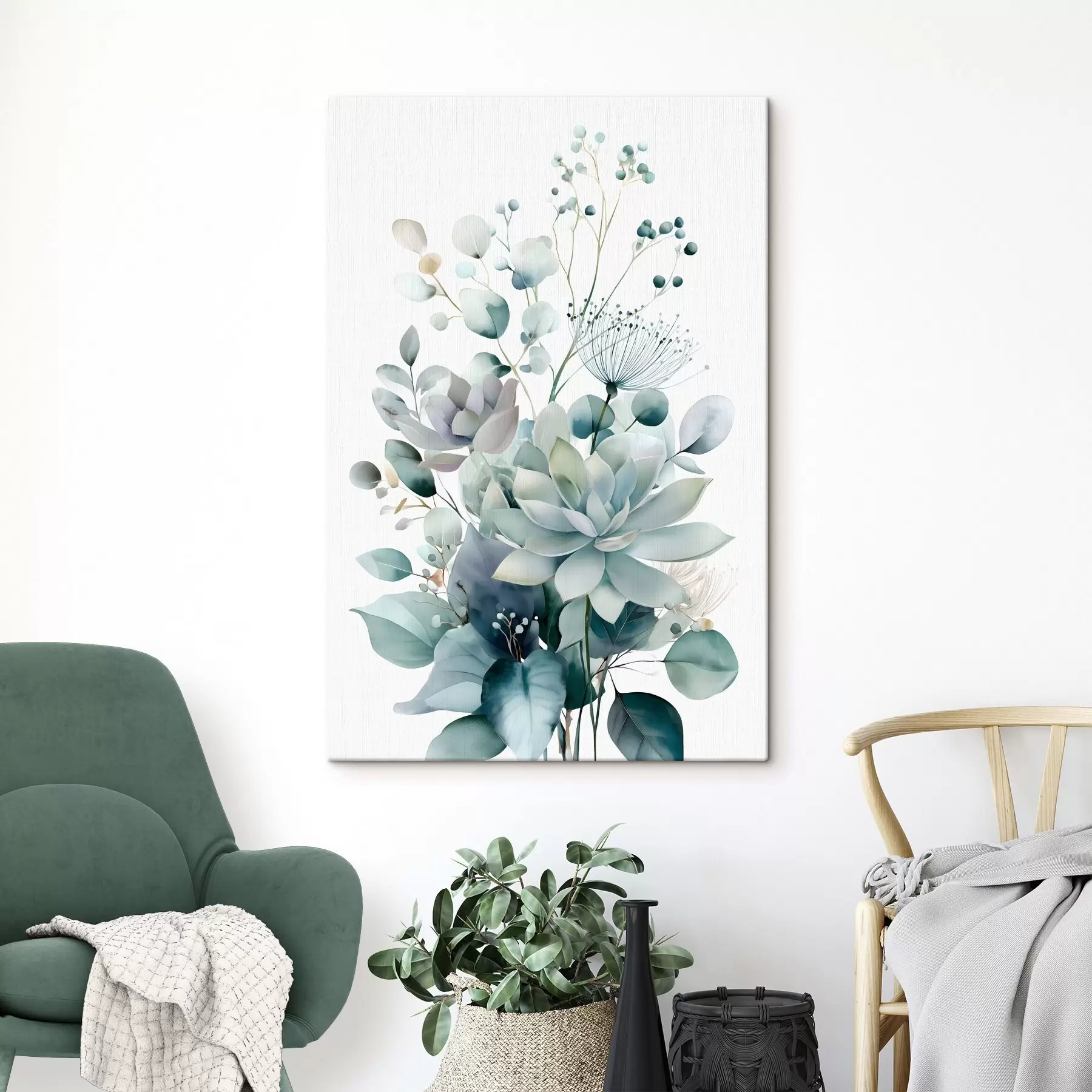 Wandbilder Sukkulenten und Pflanzen im Aquarellstil s49427