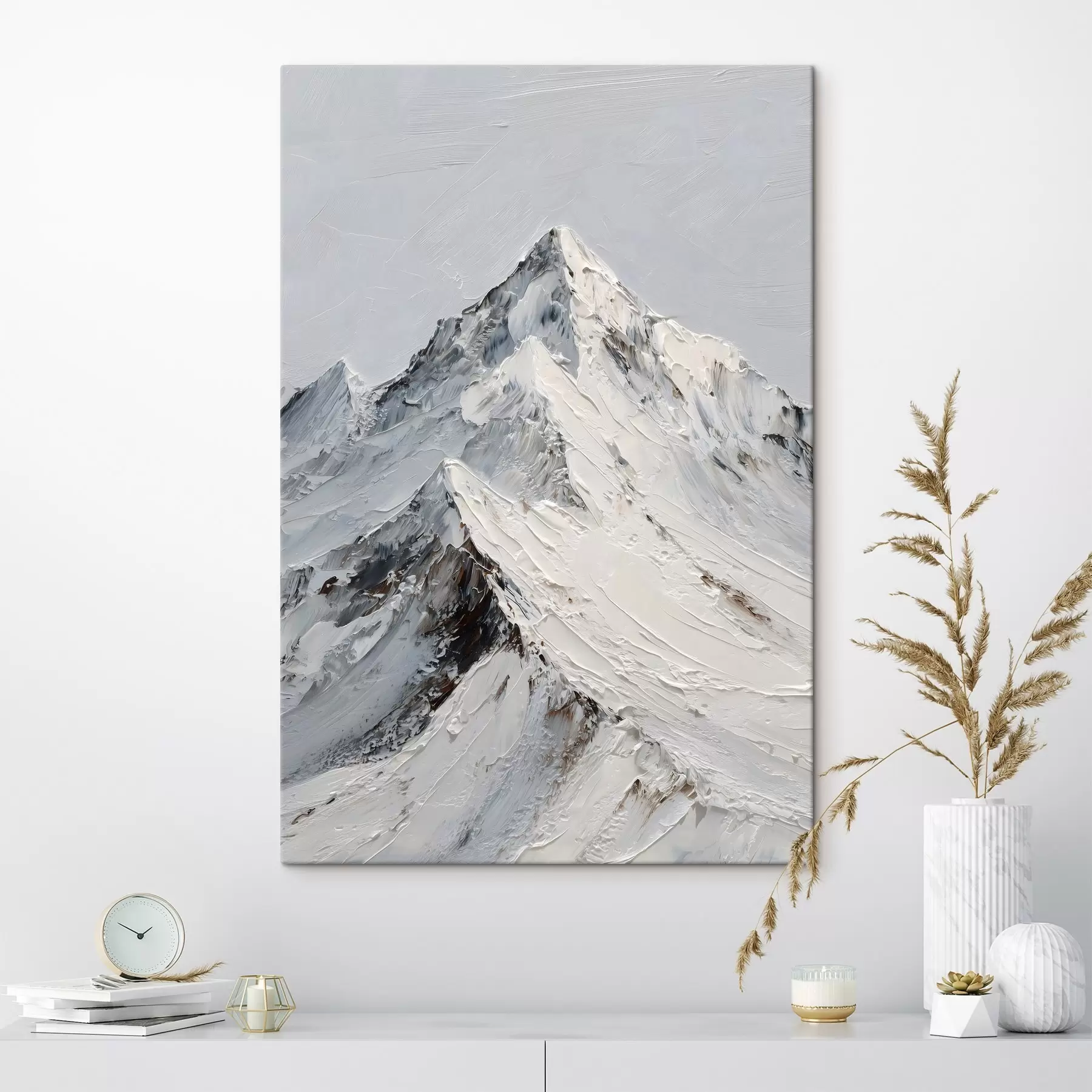 Wandbilder Schneebedeckte Berge im Impasto-Stil s49460