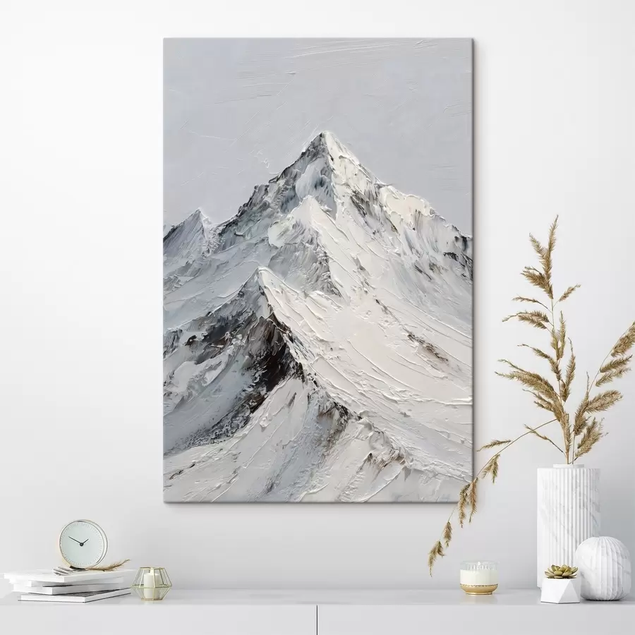 Fototapete Schneebedeckte Berge im Impasto-Stil s49460
