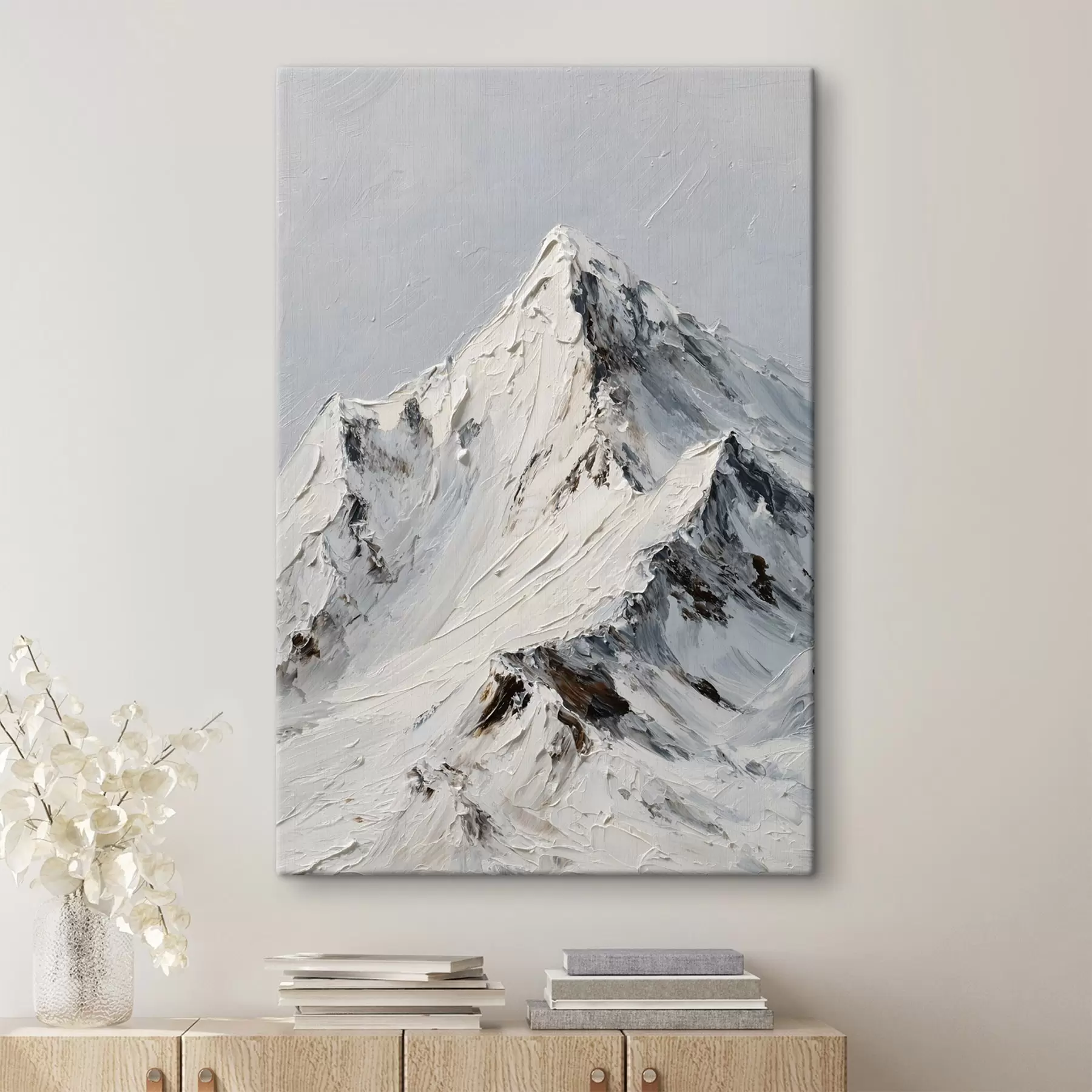 Wandbilder Schneebedeckte Berge im Impasto-Stil s49461