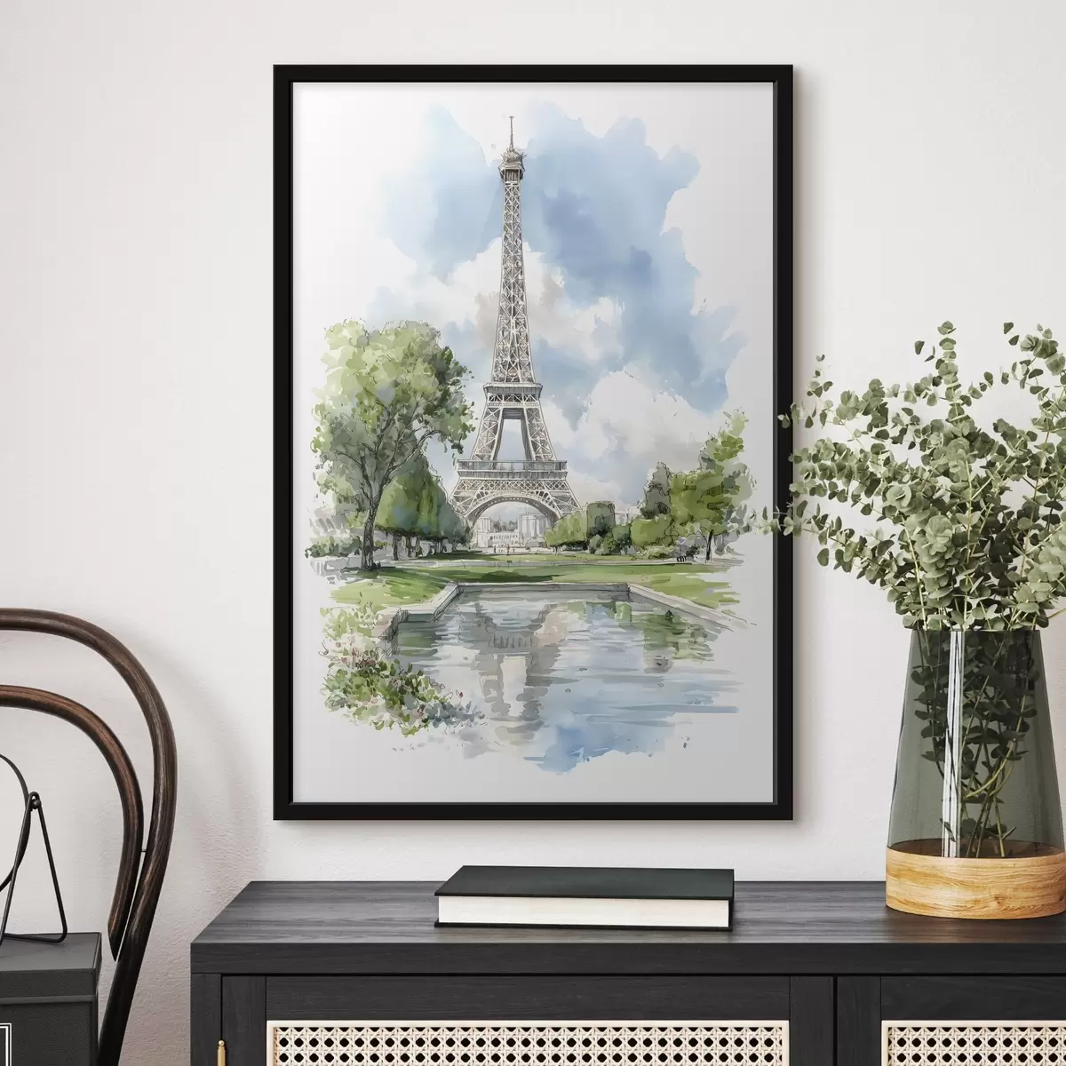 Poster Der Eiffelturm im Aquarellstil f49424