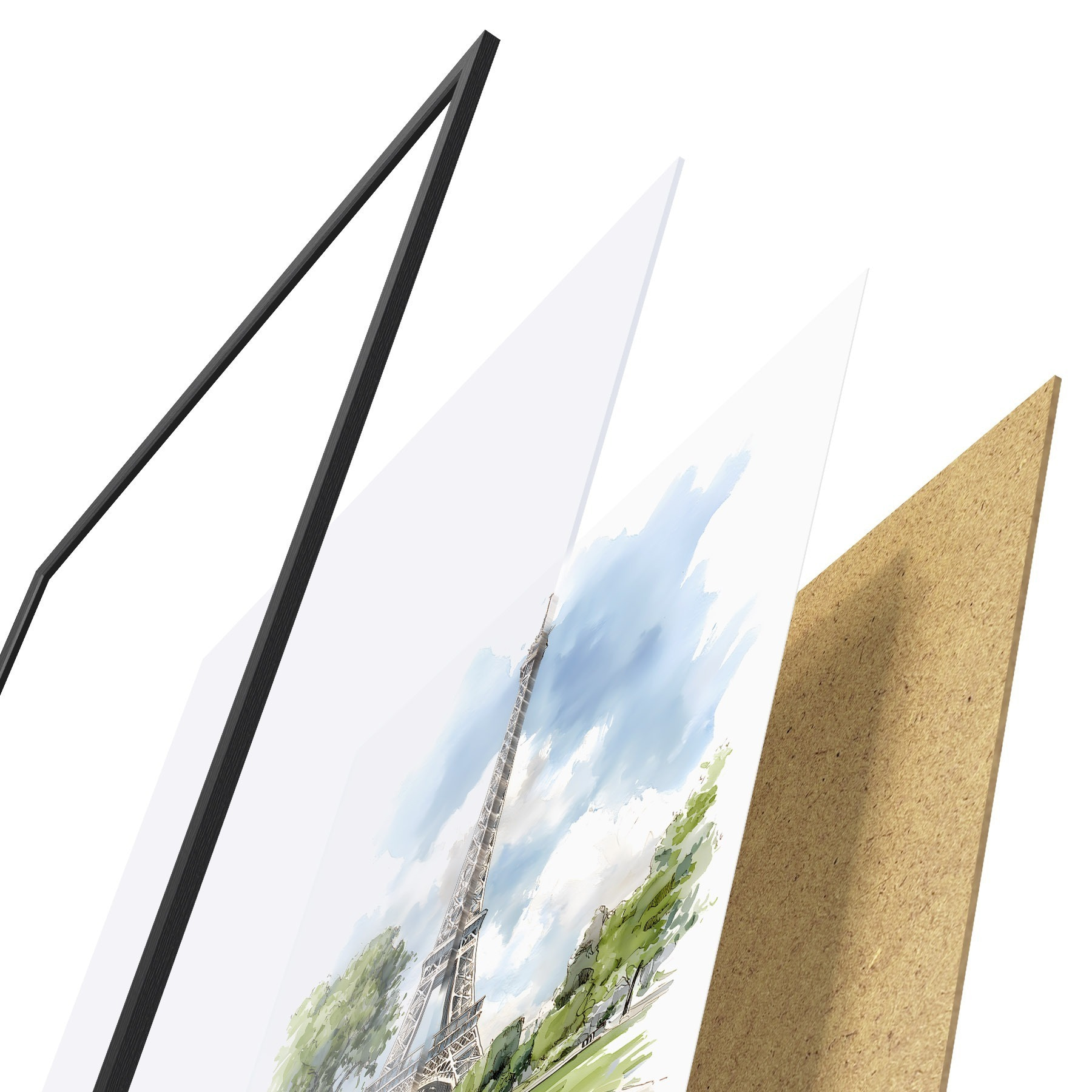 Poster Der Eiffelturm im Aquarellstil f49424