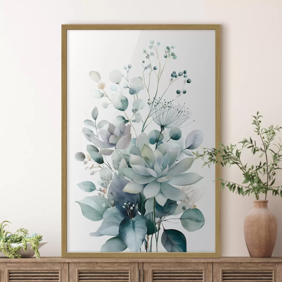 Poster Sukkulenten und Pflanzen im Aquarellstil f49427