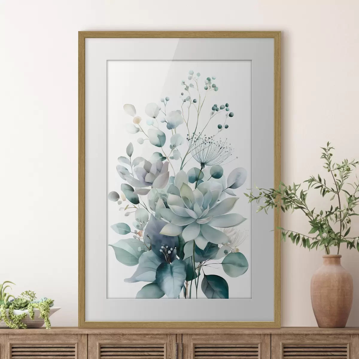 Poster Sukkulenten und Pflanzen im Aquarellstil f49427
