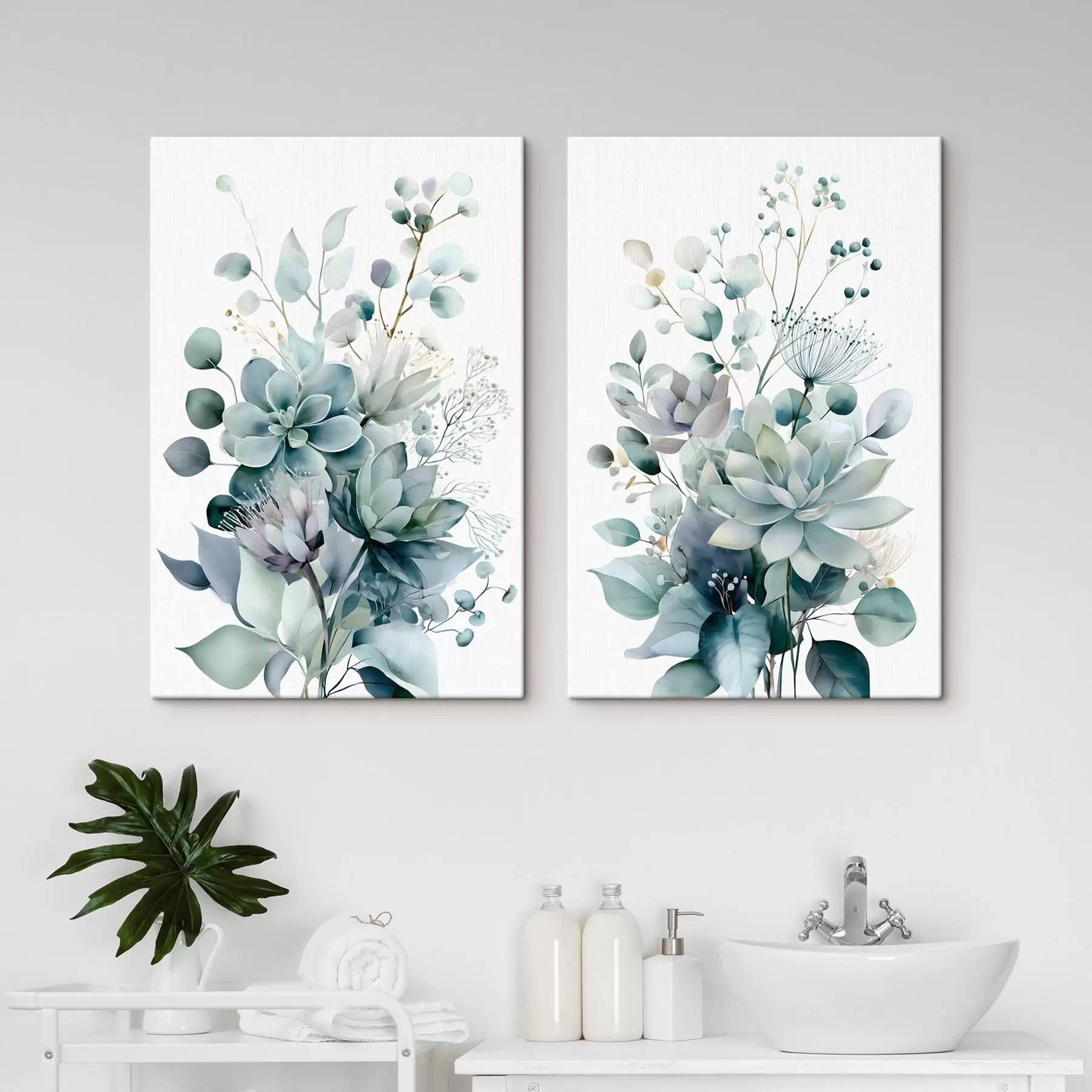 Wandbilder Sukkulenten und Pflanzen im Aquarellstil m30586
