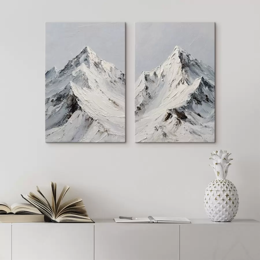 Fototapete Schneebedeckte Berge im Impasto-Stil m30589