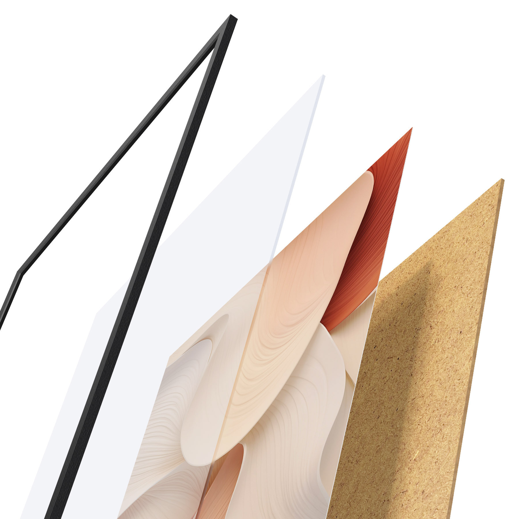 Poster Abstrakte Formen mit weichen, fließenden Linien in Creme- und Beigetönen f49488