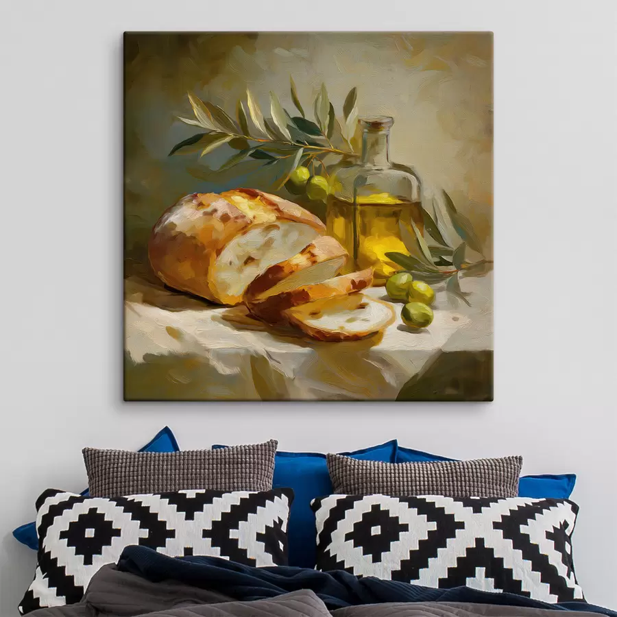 Wandbilder Brot und Olivenöl s49529