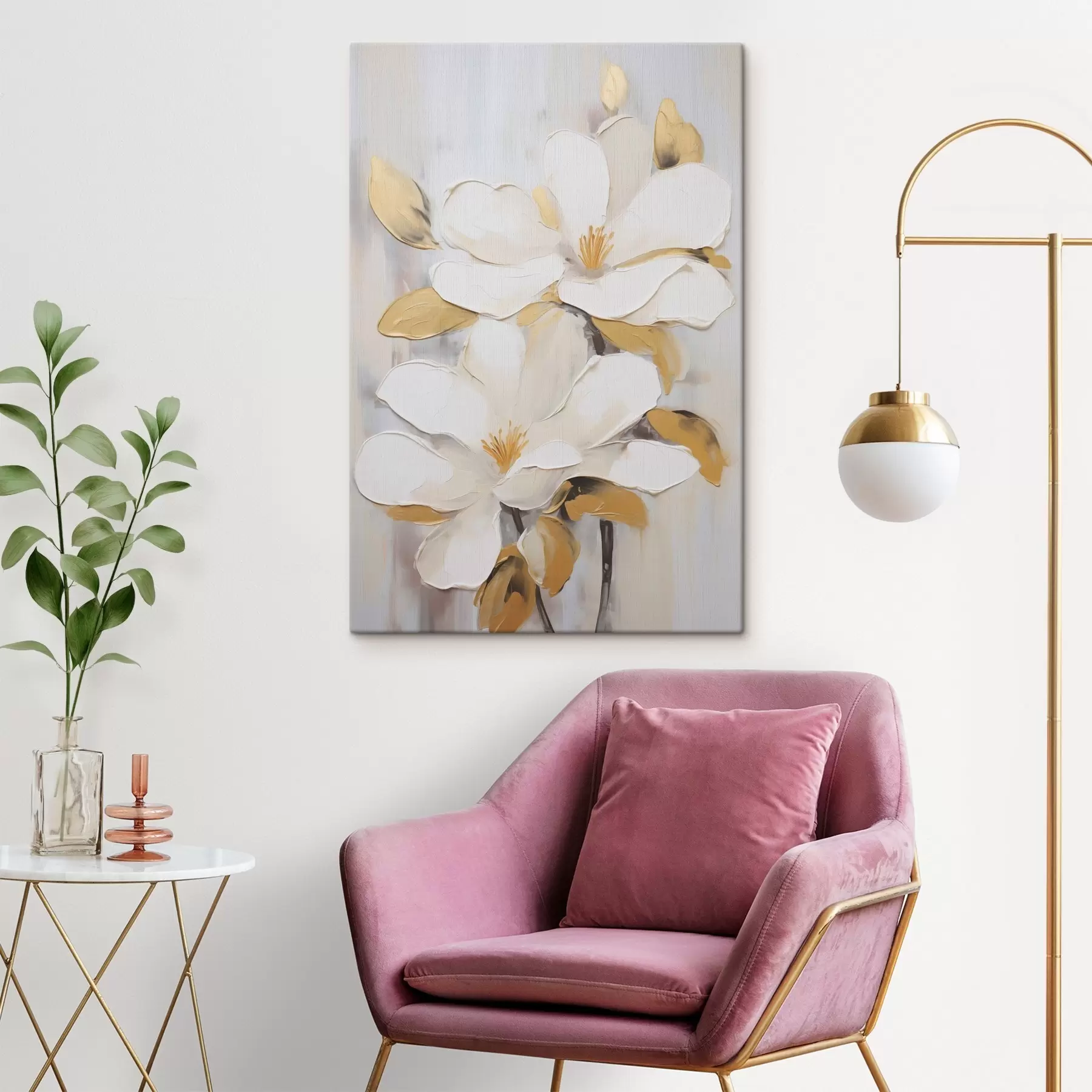 Wandbilder Stilisierte Blumen, gemalt im Stil eines Gemäldes s49502