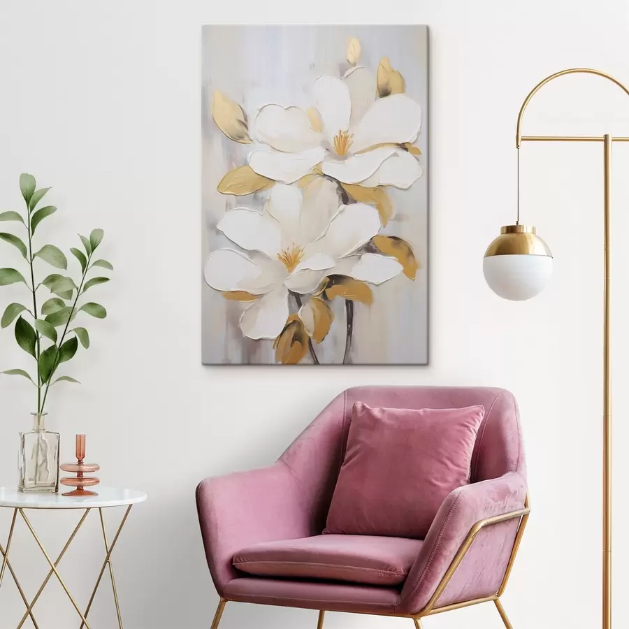 Wandbilder Stilisierte Blumen, gemalt im Stil eines Gemäldes s49502