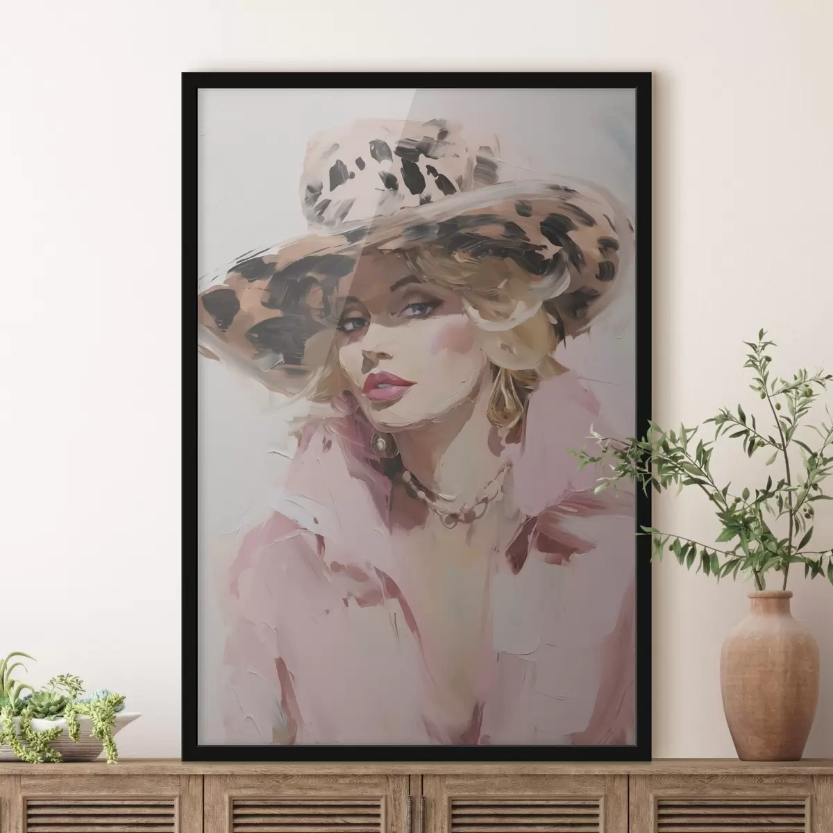 Poster Nachbildung eines Gemäldes: Frau mit Hut f49508