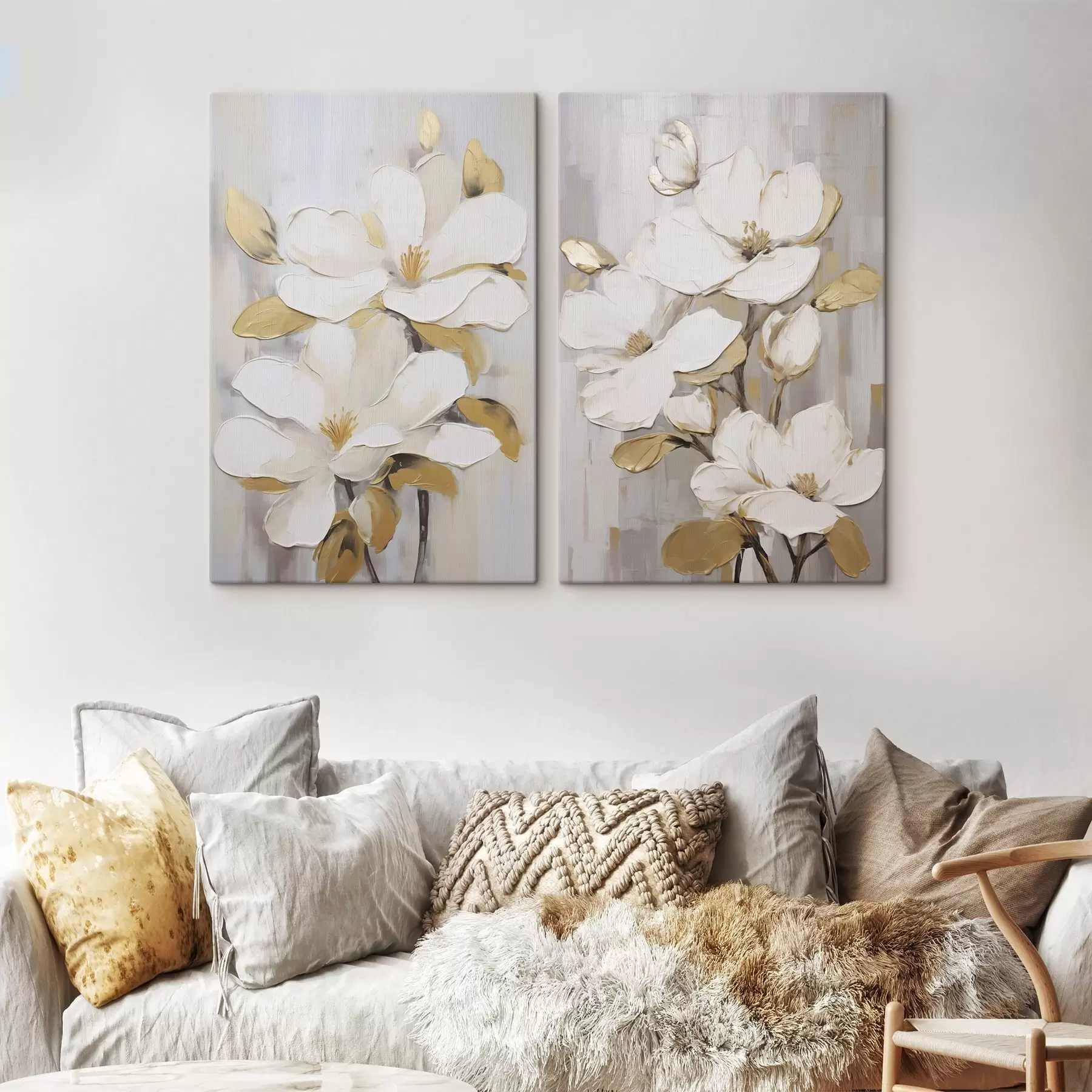 Wandbilder Stilisierte Blumen, gemalt im Stil eines Gemäldes m30592