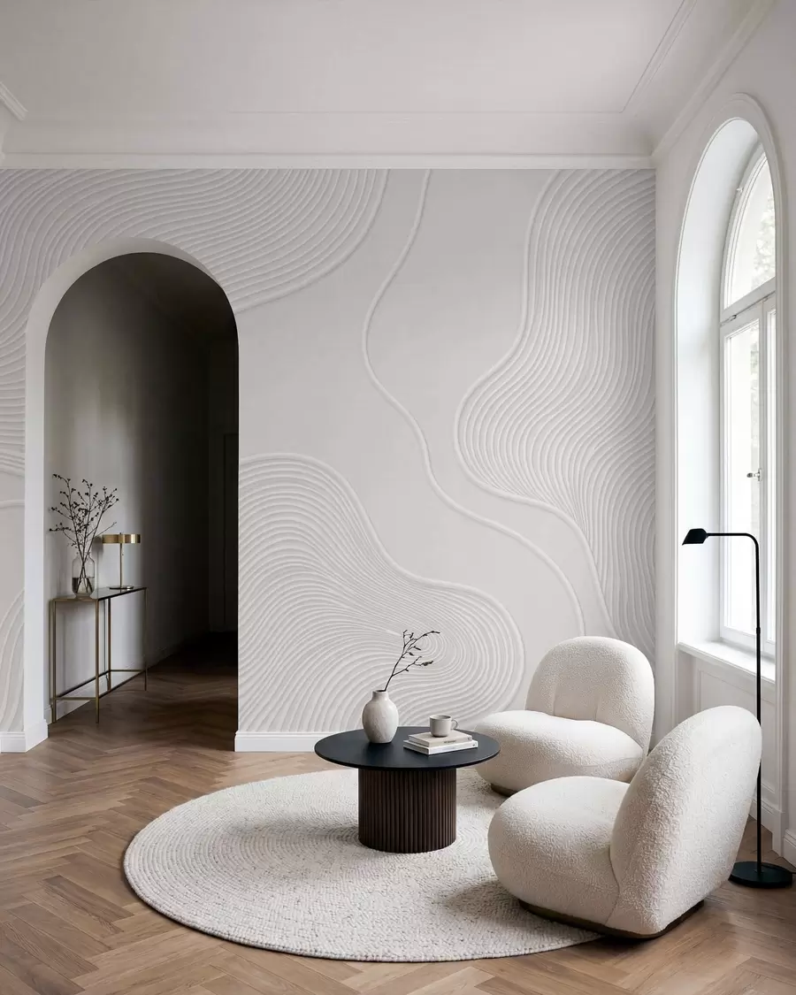 Fototapete Abstraktes Relief mit fließenden Wellenlinien w05689