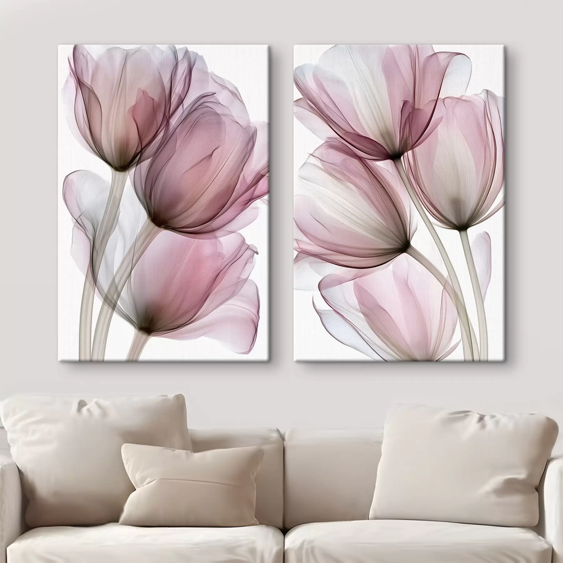 Wandbilder elegante, halbtransparente Tulpen m30623