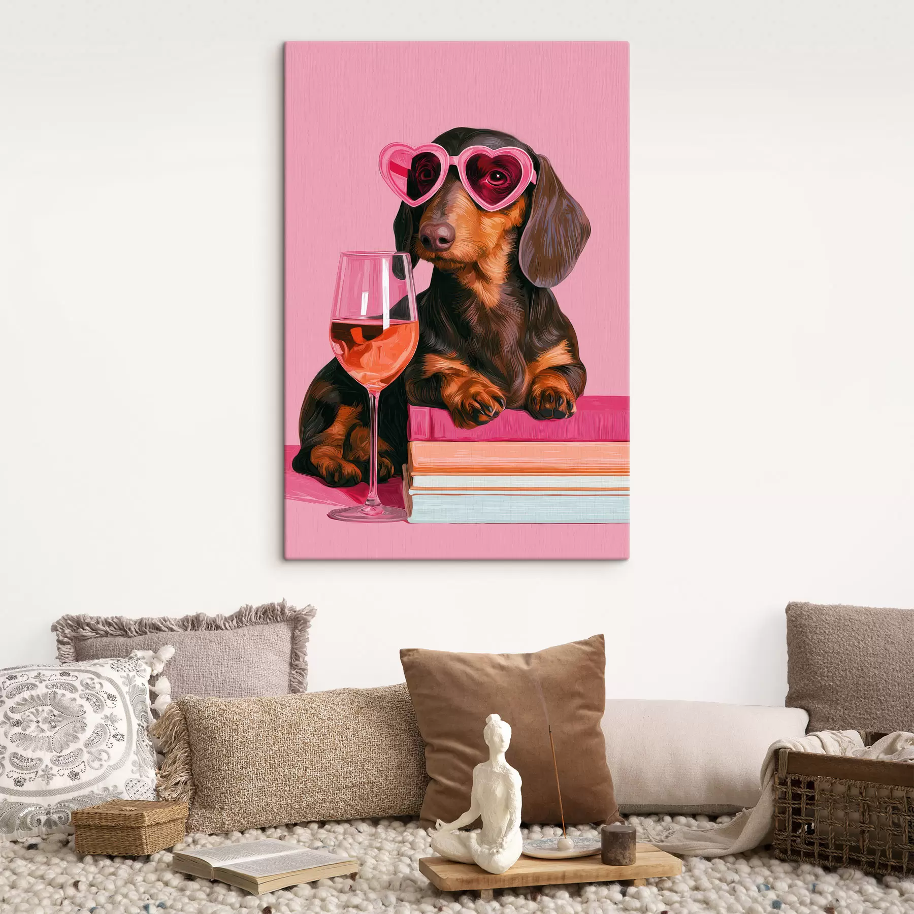 Wandbilder Ein Dackel mit einer rosa Brille s49606