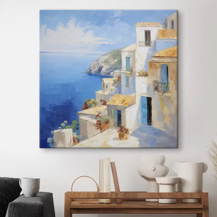 Wandbilder Stadt am Meer – Gemäldeimitation s49590