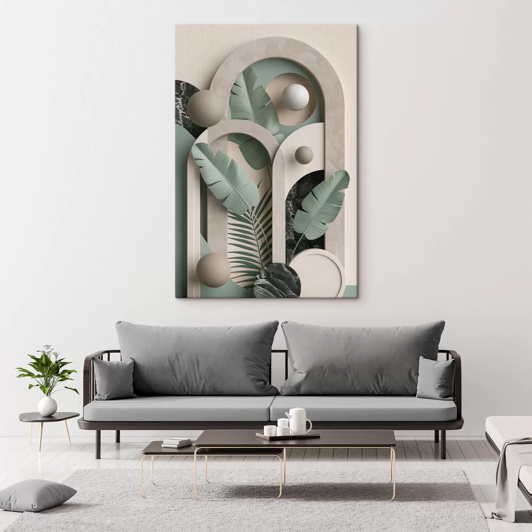 Wandbilder Komposition mit botanischen Bögen s49515