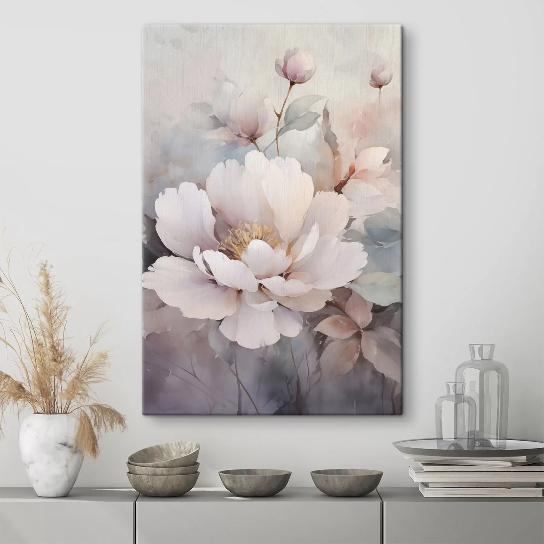 Wandbilder Luftige Blumen in hellen Farbtönen s49376