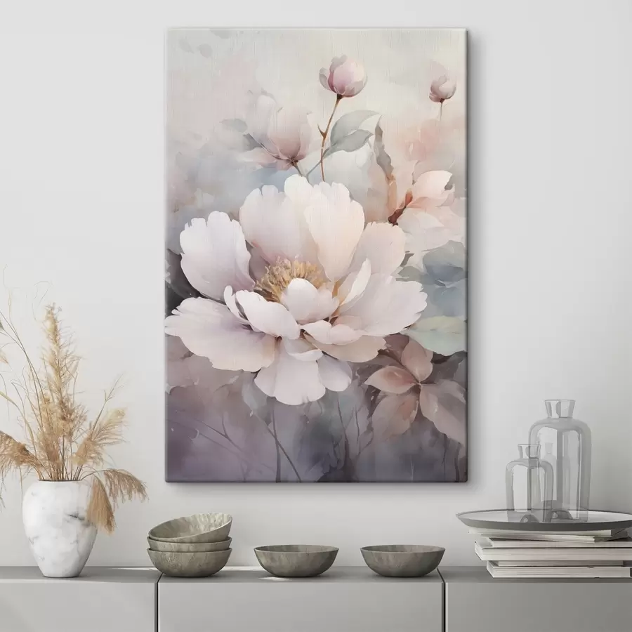 Wandbilder Luftige Blumen in hellen Farbtönen s49376