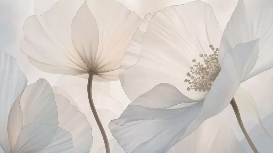 Fototapete Zarte, große Blüten in hellen Pastelltönen w05692