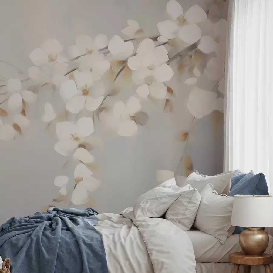 Fototapete Abstrakter Zweig mit Blumen – Nachbildung eines Gemäldes w05665