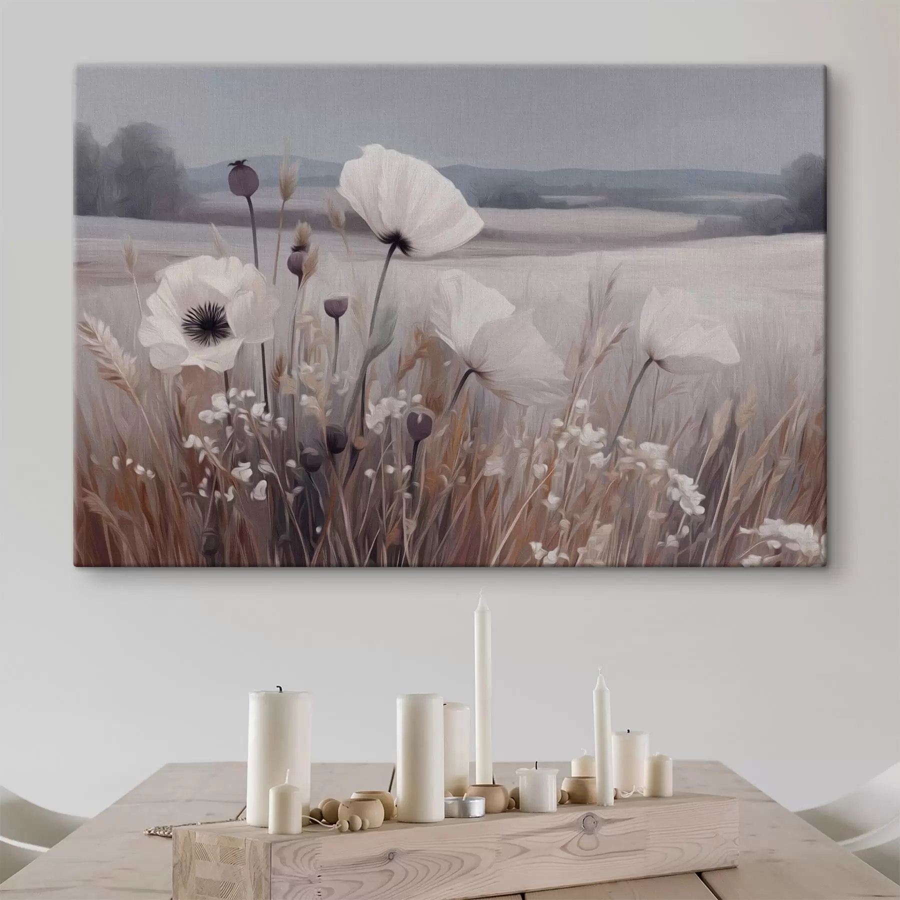 Wandbilder Zarte Wildblumen in einer ruhigen Landschaft s49680