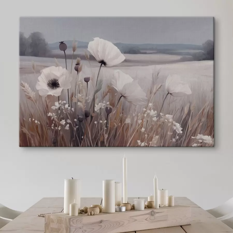 Wandbilder Zarte Wildblumen in einer ruhigen Landschaft s49680