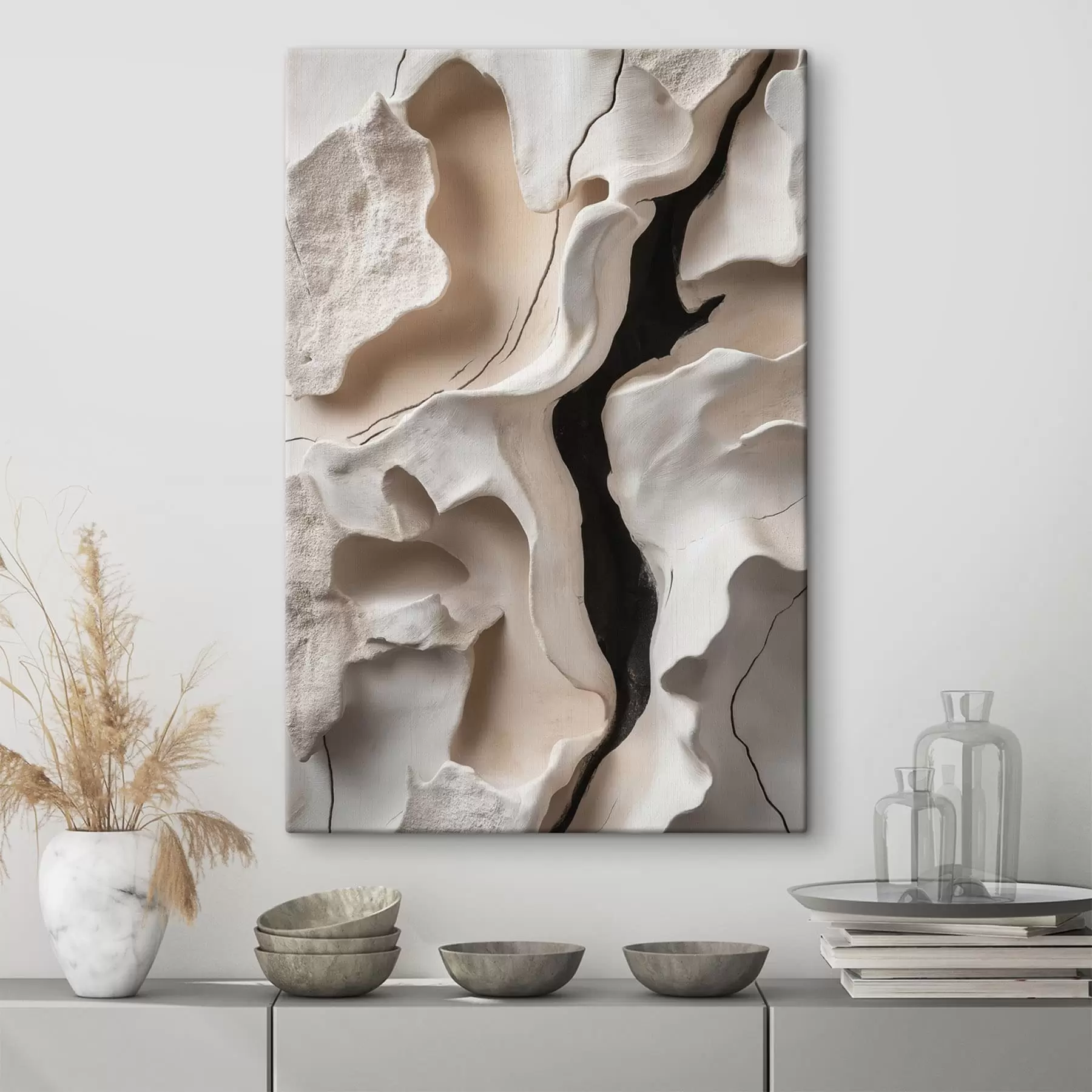 Wandbilder Abstraktes Relief mit leichten, organischen Formen s49687